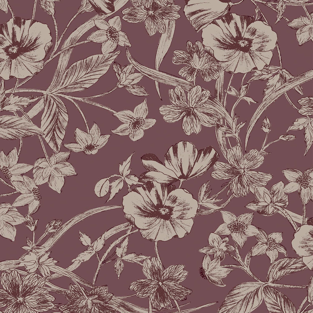 121086 - Summerhill Wallpaper - Pale Blackberry - Laura Ashley