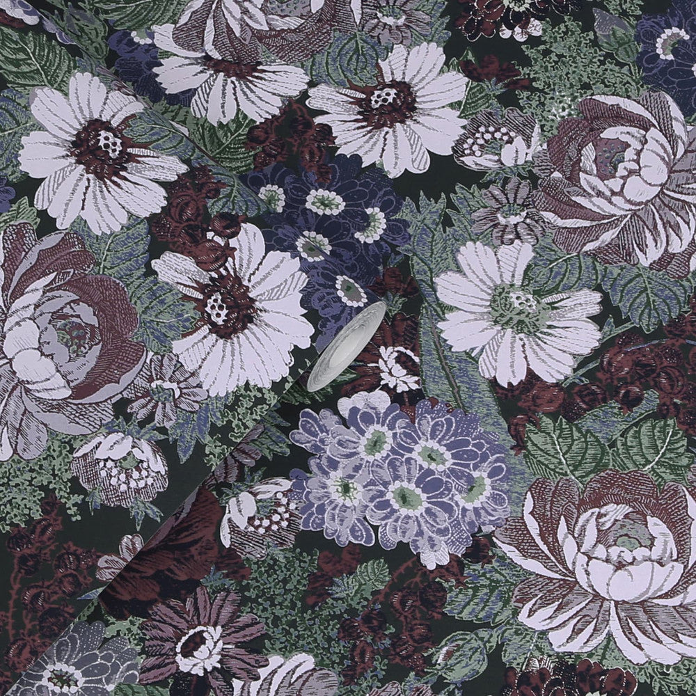 121088 - Honnington Peonies Wallpaper - Blackberry Purple - Laura Ashley