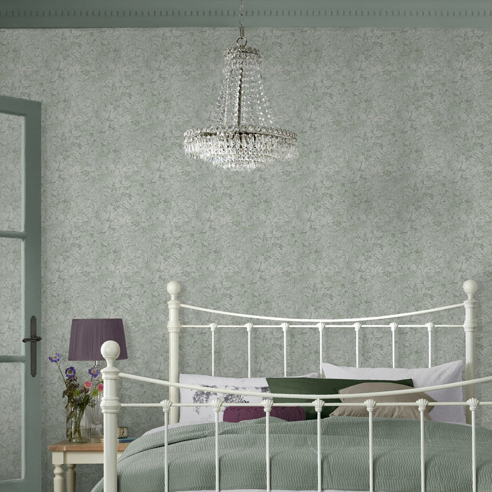 121089 - Corrina Leaf Wallpaper - Mineral Green - Laura Ashley