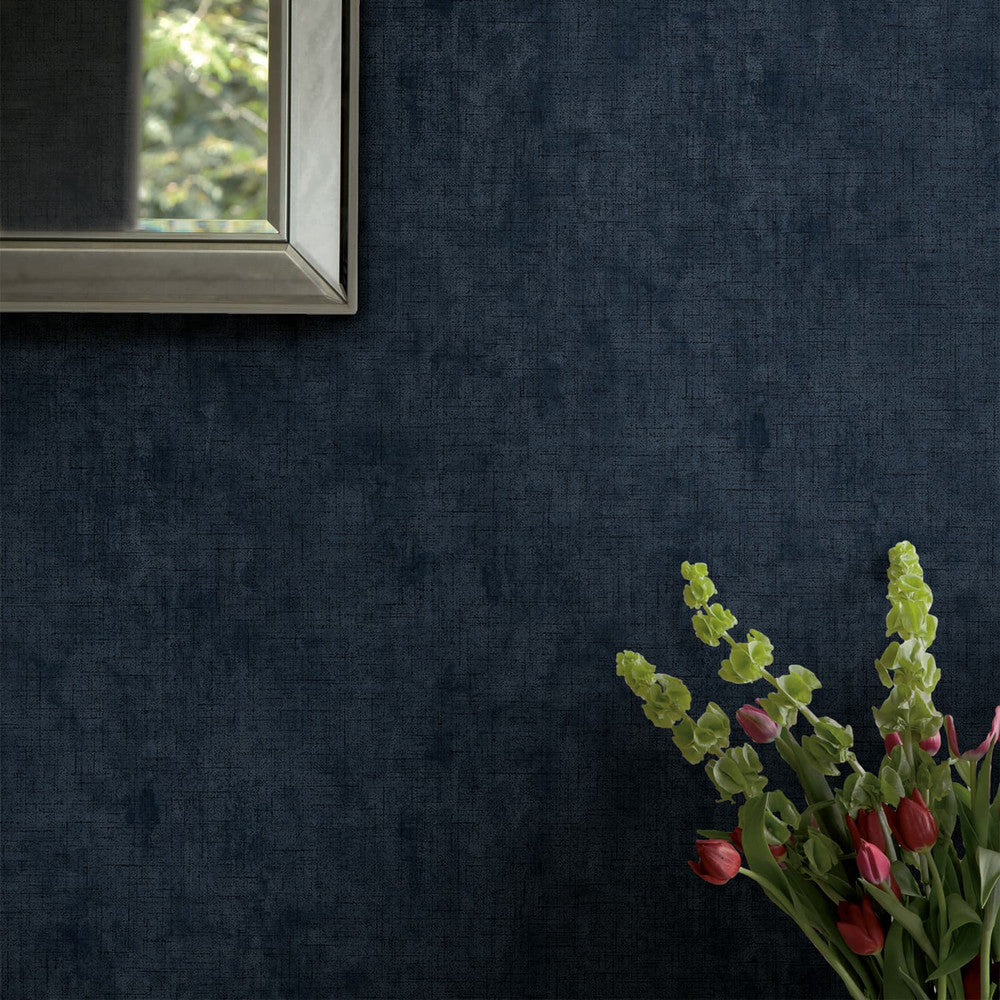 121097 - Plain Wallpaper - Midnight Seaspray - Laura Ashley