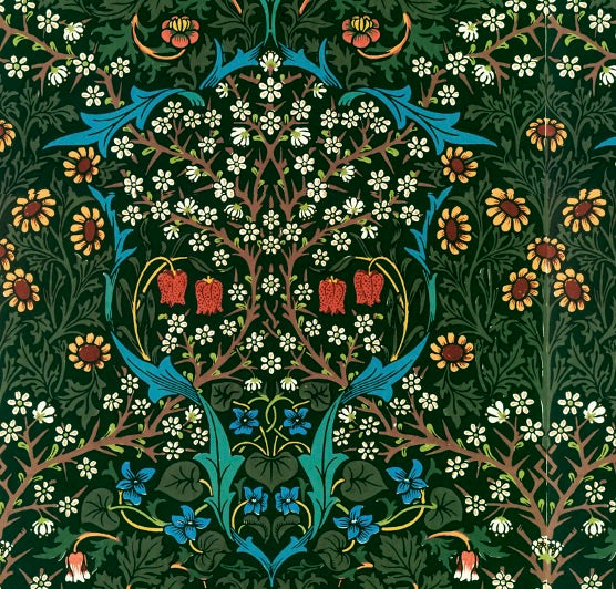 1210 - Blackthorn Wallpaper - Green - Morris Collections