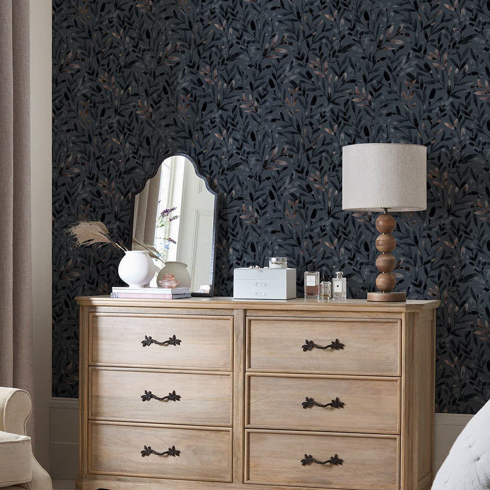 121192 - Natural Rustic Wallpaper - Blue - Next