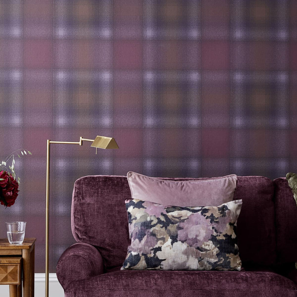 121194 - Town And Country Check Wallpaper - Brown - Next