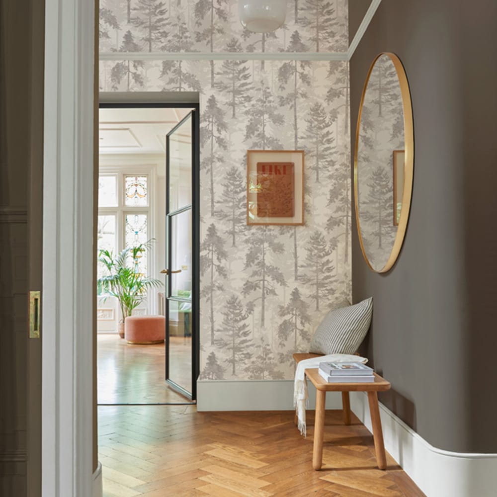 121421 - Norse Forest Wallpaper - Stone - Graham & Brown