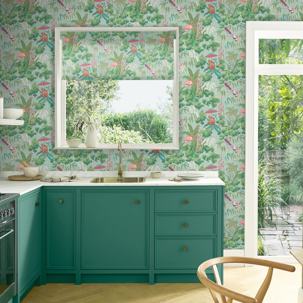 121456 - Curious Canopy Day Wallpaper - Green - Graham & Brown