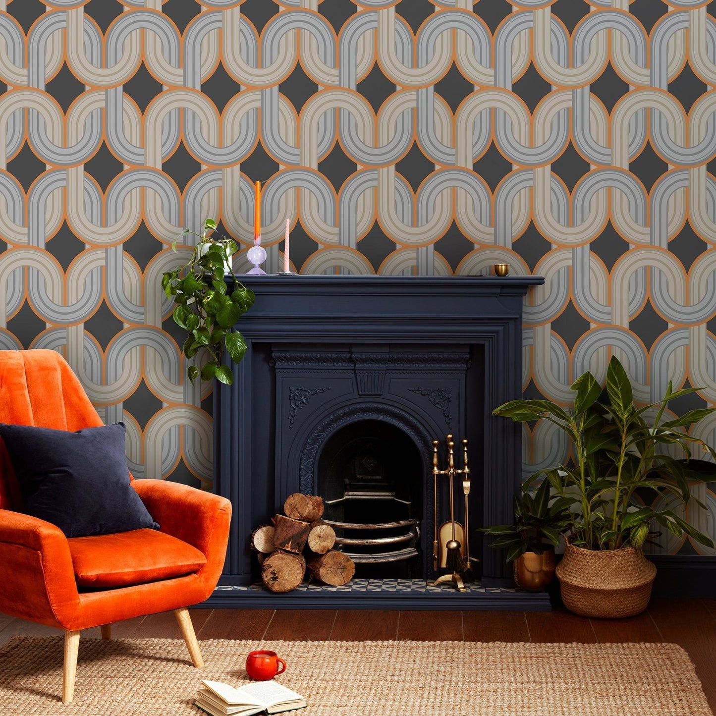 122359 - In the Loop Wallpaper - Choc Orange - Envy