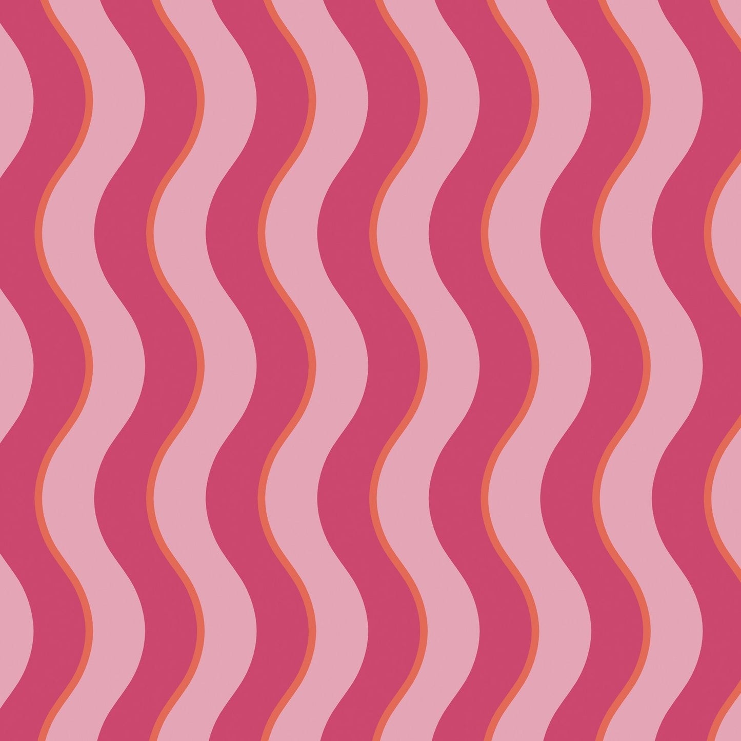 122371 - Making Waves Wallpaper - Raspberry & Tangerine - Envy