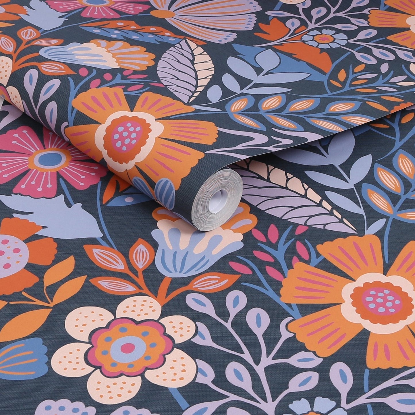 122373 - Oopsy Daisy Wallpaper - Blue Lilac Tangerine - Envy