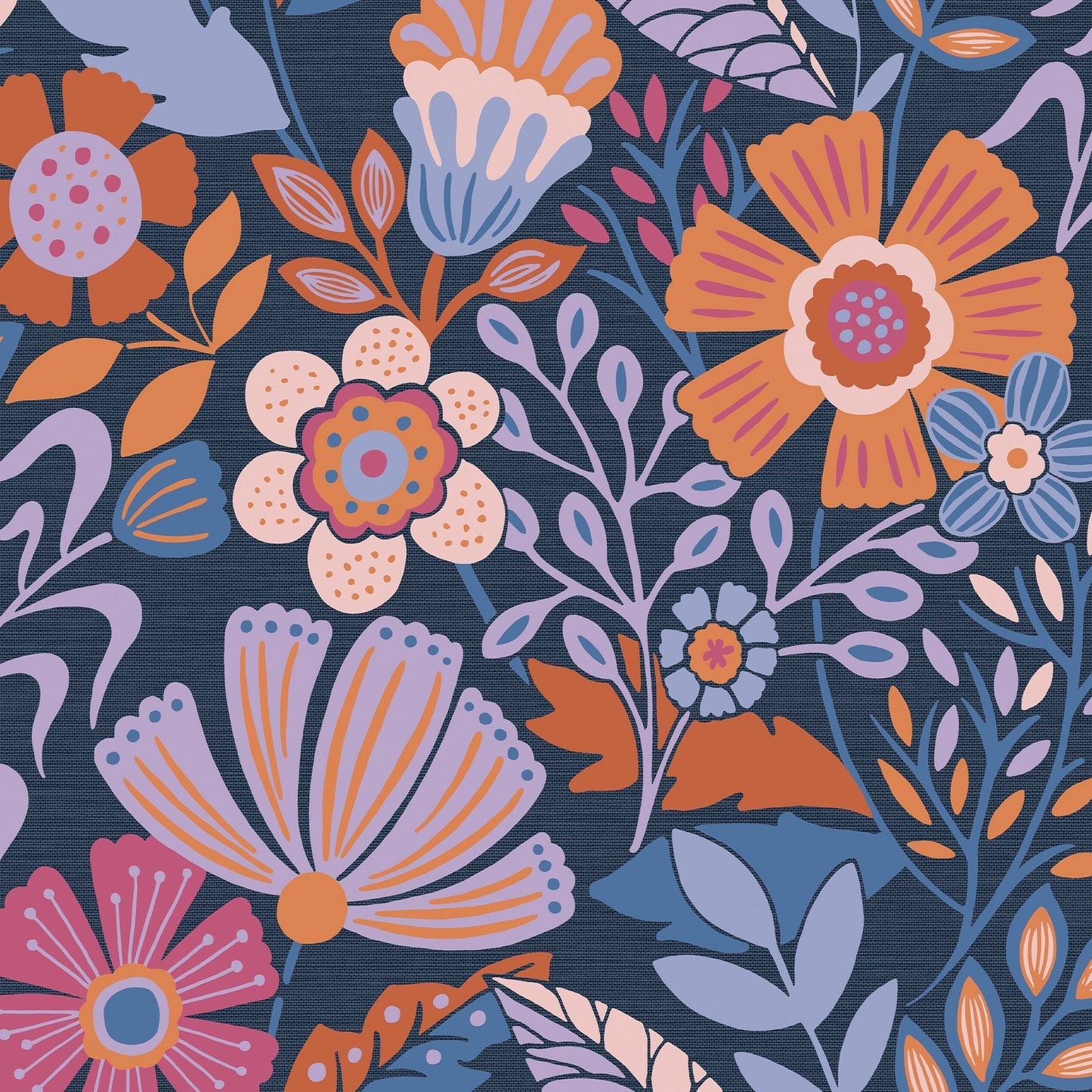 122373 - Oopsy Daisy Wallpaper - Blue Lilac Tangerine - Envy