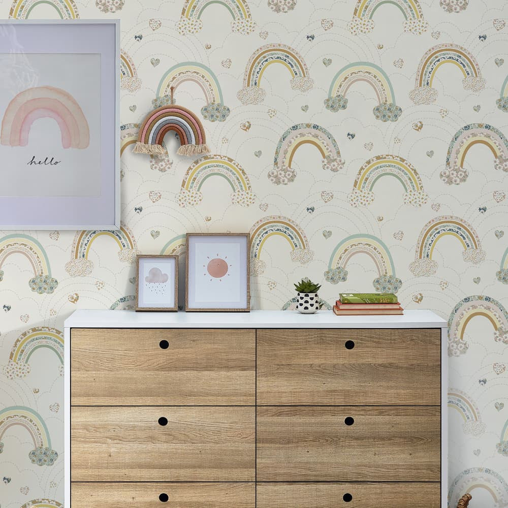 122393 - Ditsy Rainbow Wallpaper - Pastel - Next