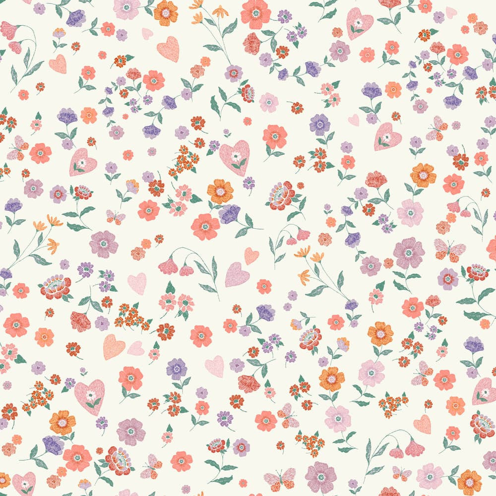 122396 - Woodland Ditsy Wallpaper - Lavender & Peach - Next