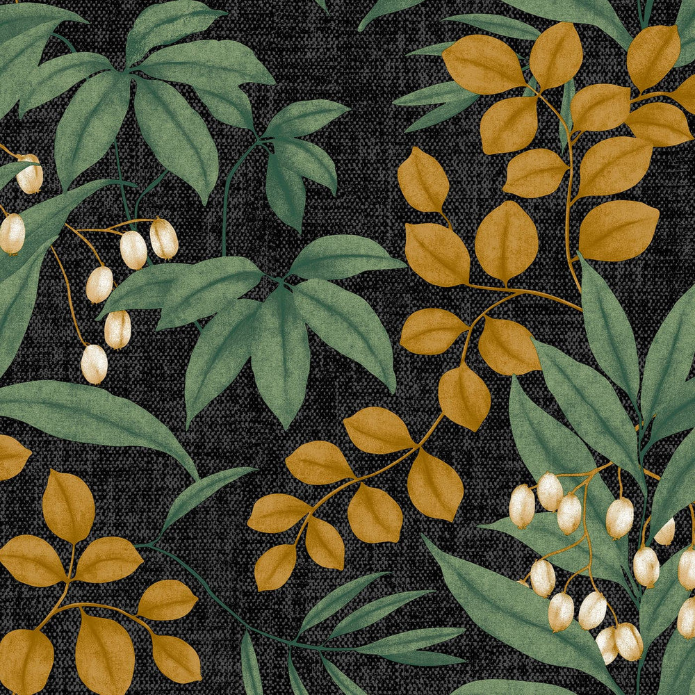 122411 - Persephone Wallpaper - Charcoal & Ochre - Superfresco Easy