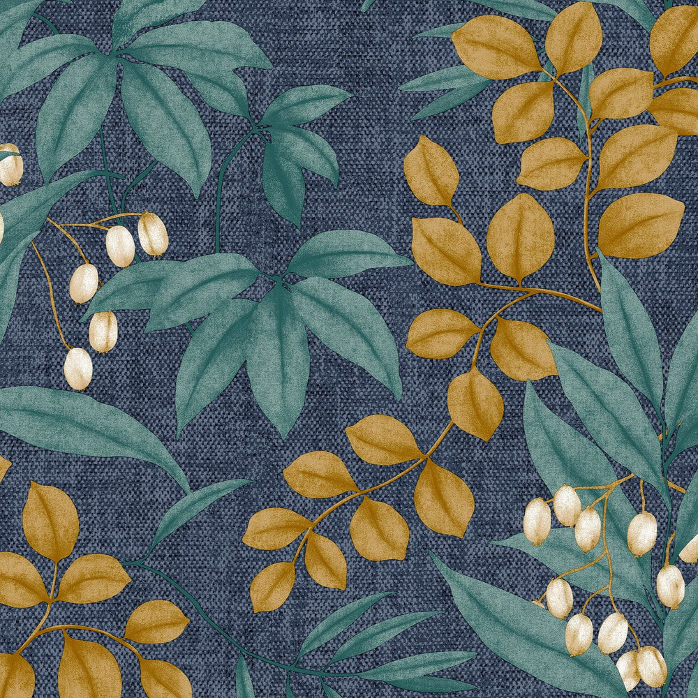 122413 - Persephone Wallpaper - Navy & Ochre - Superfresco Easy