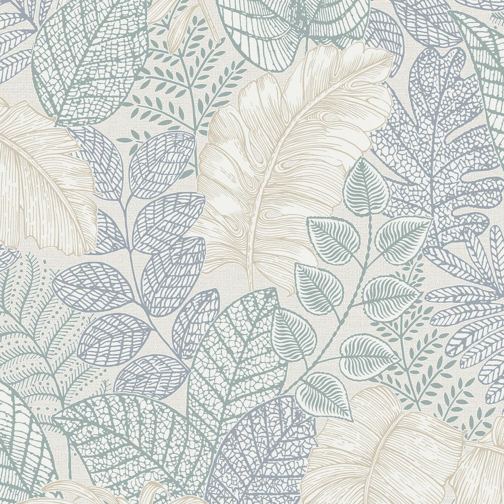 122421 - Scattered Leaves Wallpaper - Duck Egg - Superfresco Easy