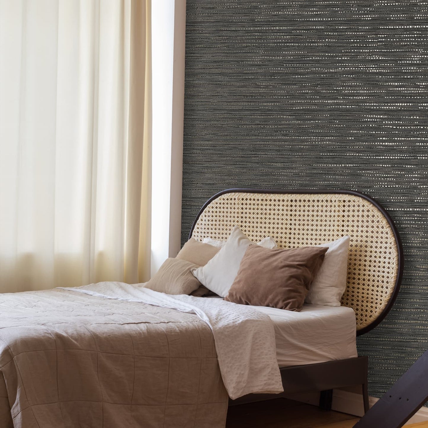 122436 - Chunky Weave Wallpaper - Charcoal - Boutique Luxury