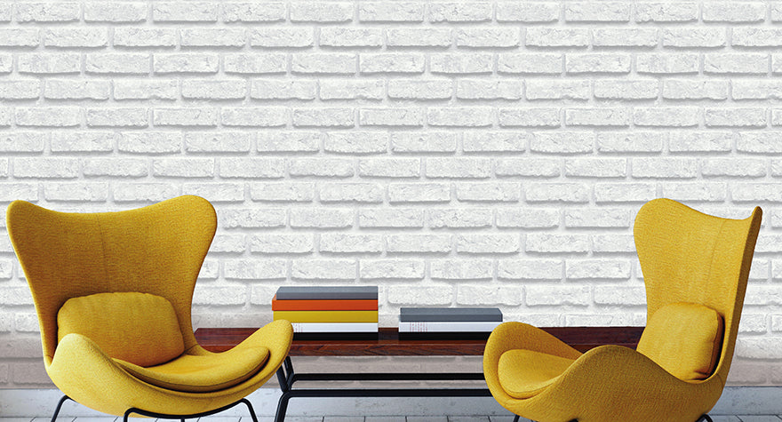 12250 - White Brick Wallpaper - White - Holden Decor