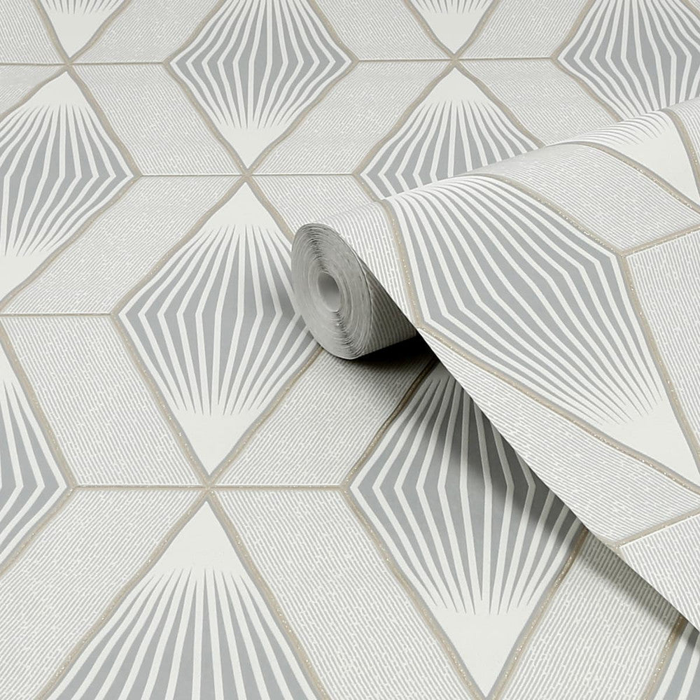 122640 - Chicago Geo Wallpaper - Grey - Superfresco Easy