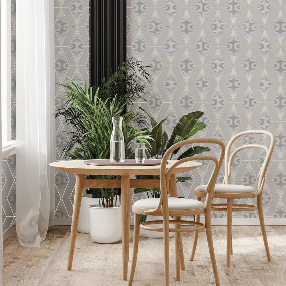 122640 - Chicago Geo Wallpaper - Grey - Superfresco Easy