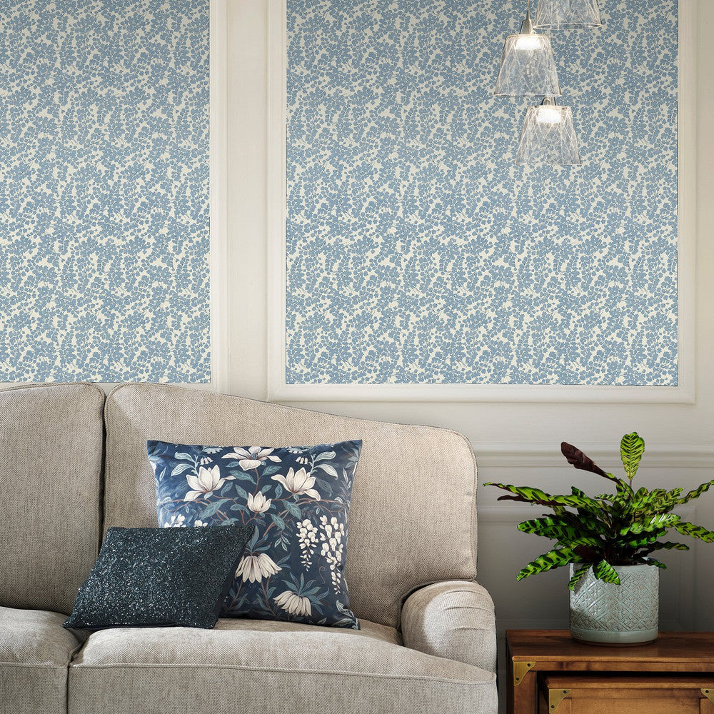 122743 - Cariad Spray Wallpaper - Newport Blue - Laura Ashley