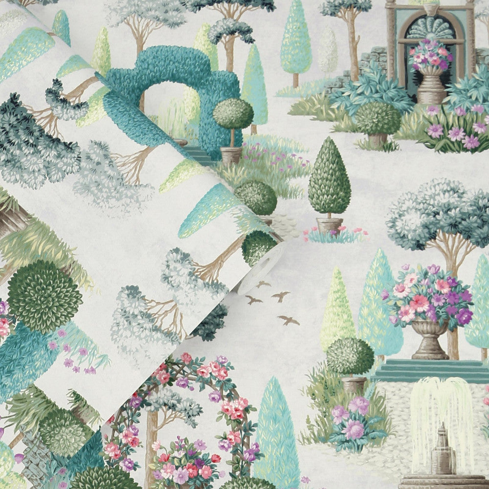 122746 - Naunton Folly Wallpaper - Fern Green - Laura Ashley