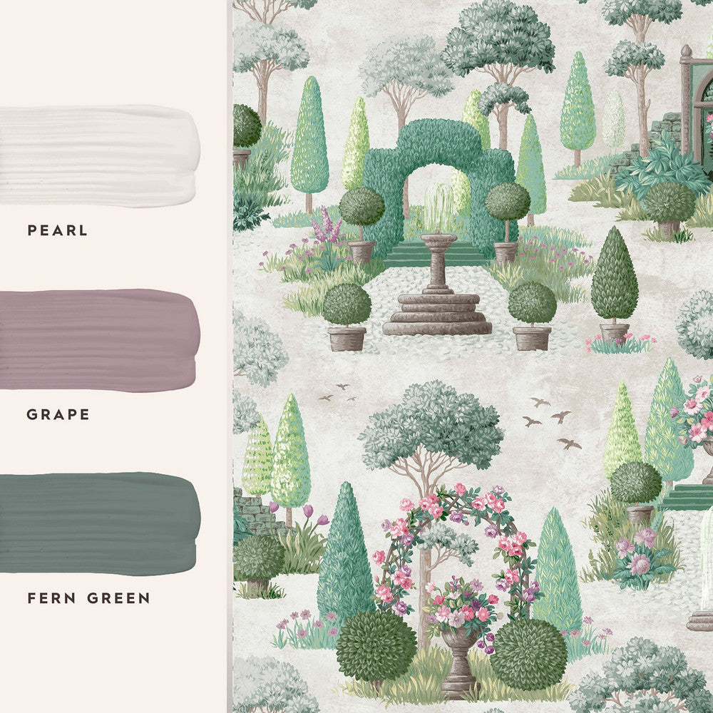 122746 - Naunton Folly Wallpaper - Fern Green - Laura Ashley
