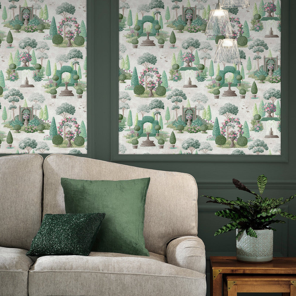 122746 - Naunton Folly Wallpaper - Fern Green - Laura Ashley