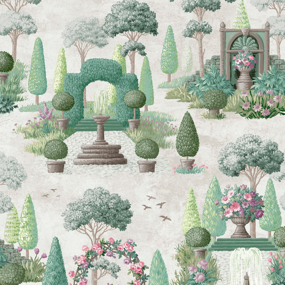 122746 - Naunton Folly Wallpaper - Fern Green - Laura Ashley