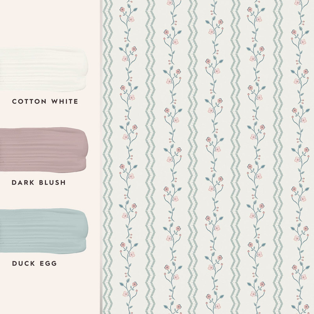 122748 - Blencow Stripe Wallpaper - Dark Duck Egg Blue - Laura Ashley