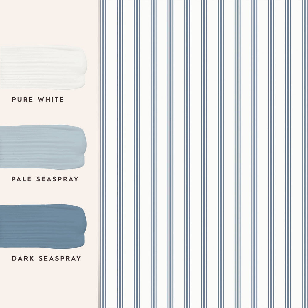 122752 - Farnworth Stripe Wallpaper - Smoke Blue - Laura Ashley