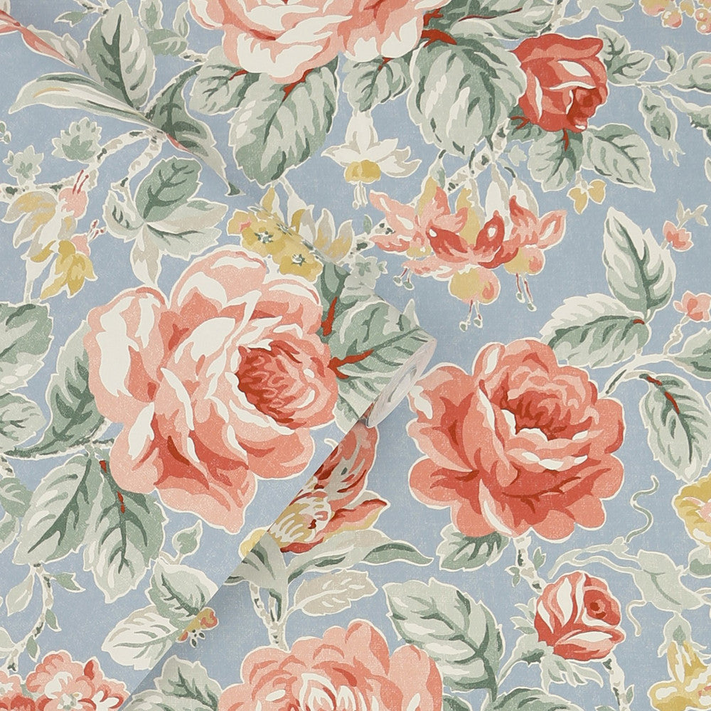 122753 - Wild Roses Wallpaper - Ochre Yellow - Laura Ashley