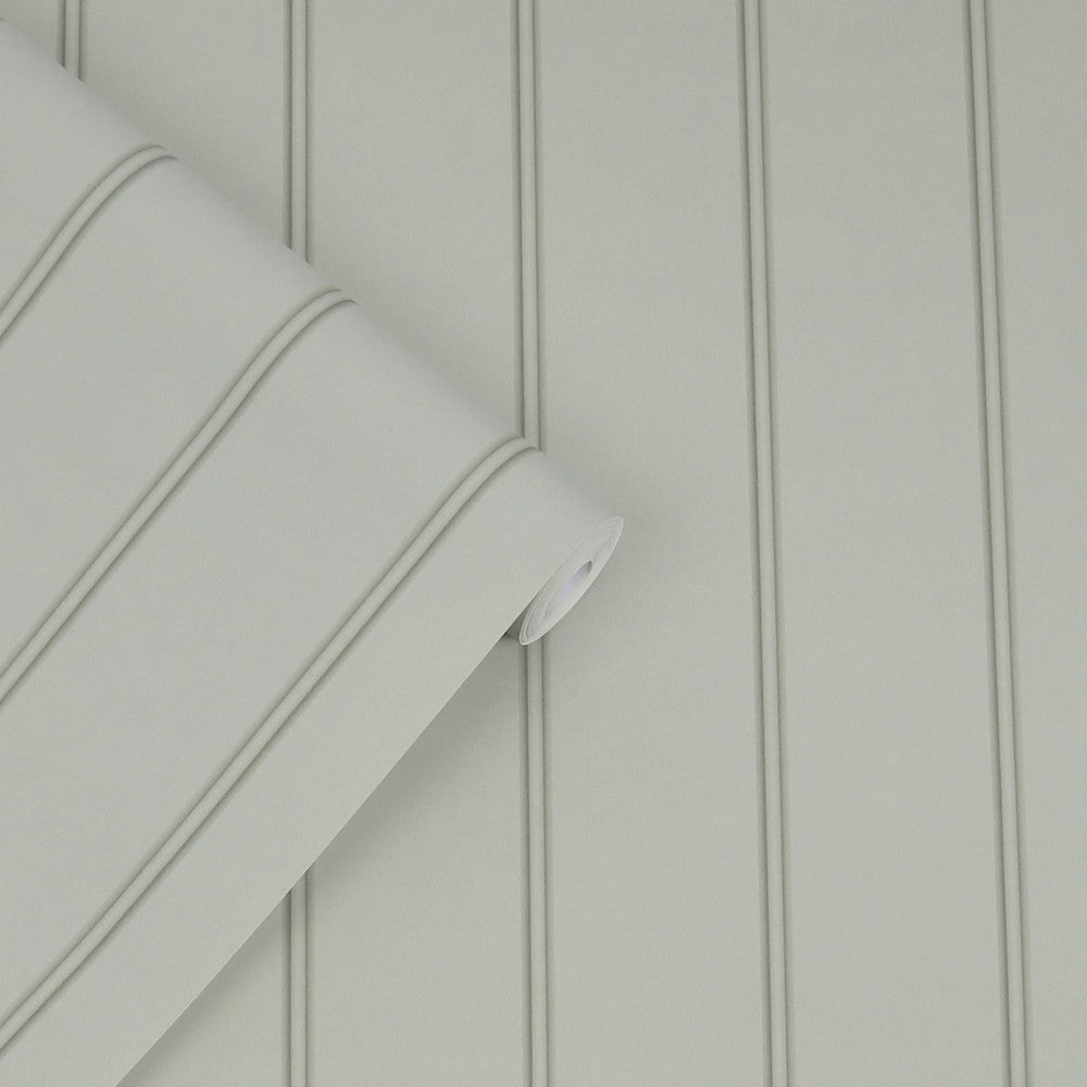 122757 - Chalford Wood Panelling Wallpaper - Sage Green - Laura Ashley