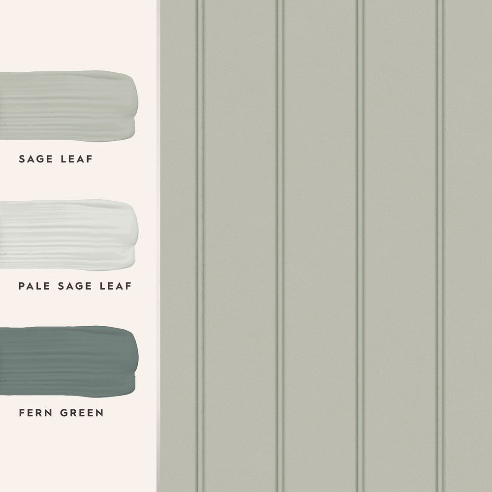 122757 - Chalford Wood Panelling Wallpaper - Sage Green - Laura Ashley