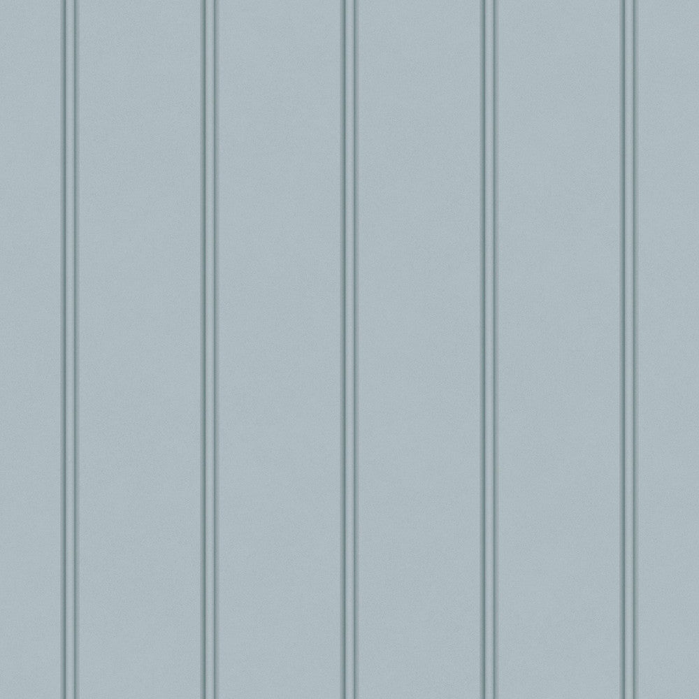 122758 - Chalford Wood Panelling Wallpaper - Seaspray Blue - Laura Ashley