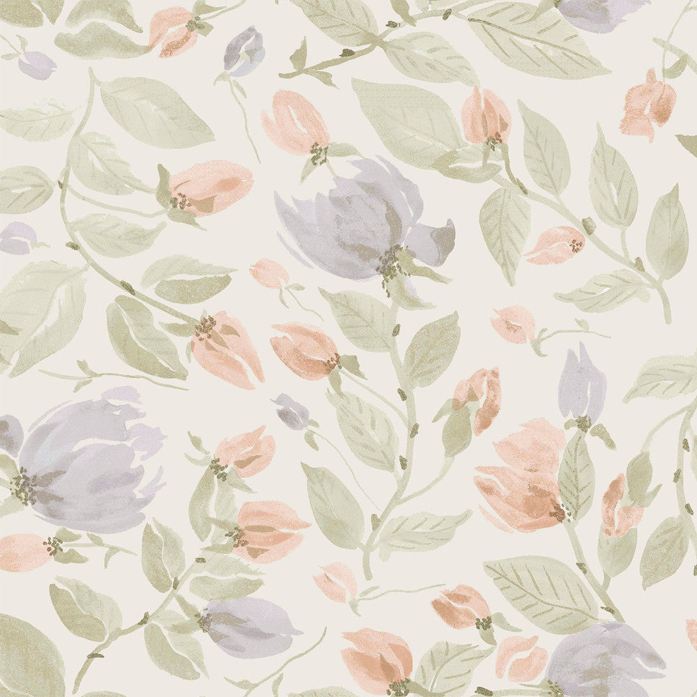 122761 - Orisia Peony Wallpaper - Pale Sage Green - Laura Ashley