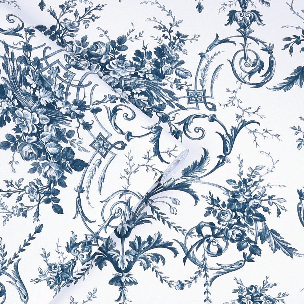 122767 - Tuileries Wallpaper - Midnight Blue - Laura Ashley