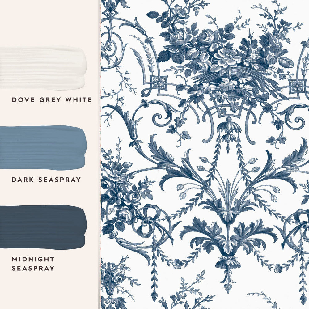 122767 - Tuileries Wallpaper - Midnight Blue - Laura Ashley