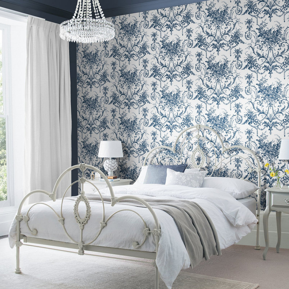 122767 - Tuileries Wallpaper - Midnight Blue - Laura Ashley