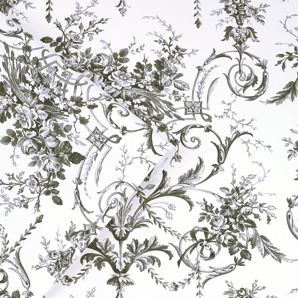 122768 - Tuileries Wallpaper - Charcoal Grey - Laura Ashley