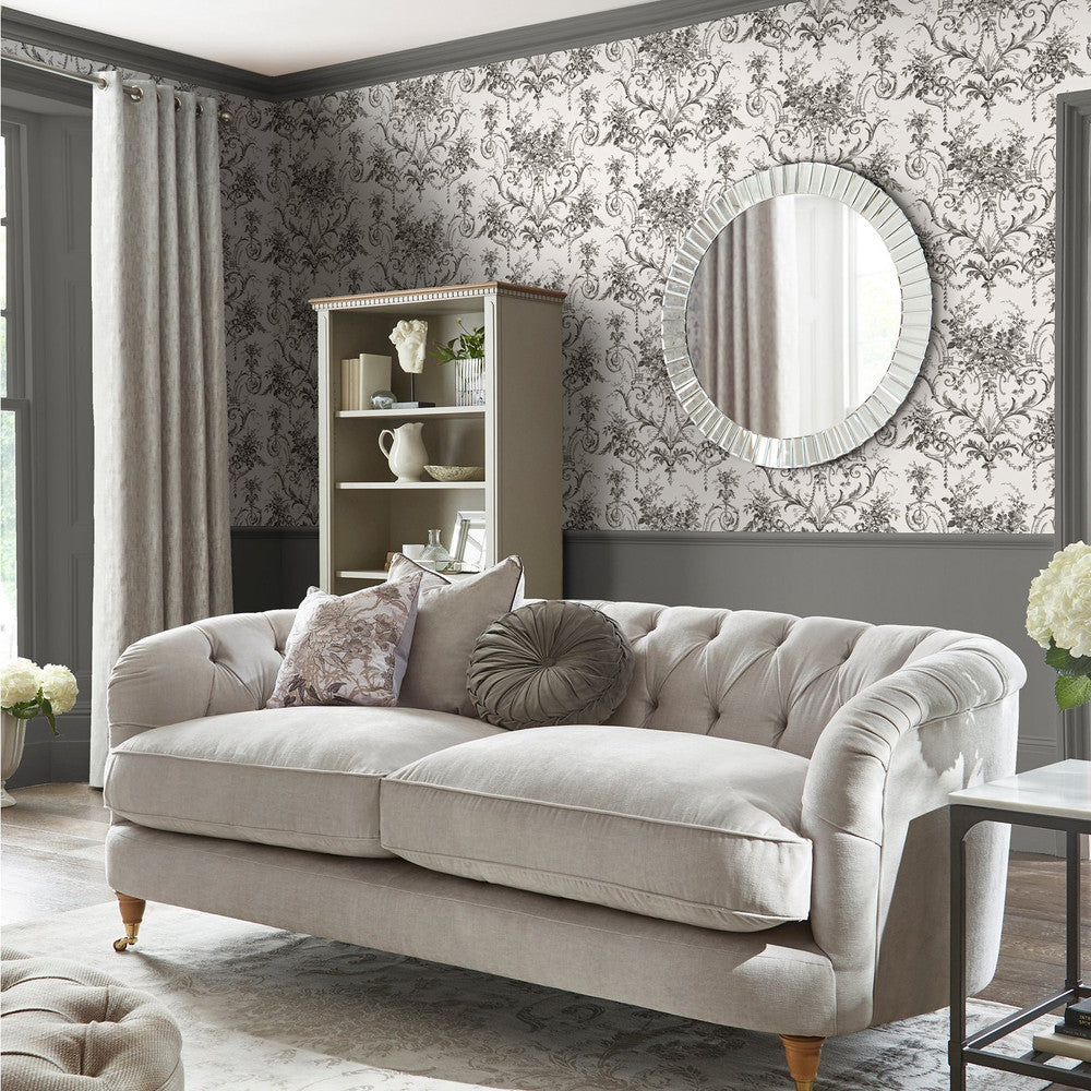 122768 - Tuileries Wallpaper - Charcoal Grey - Laura Ashley