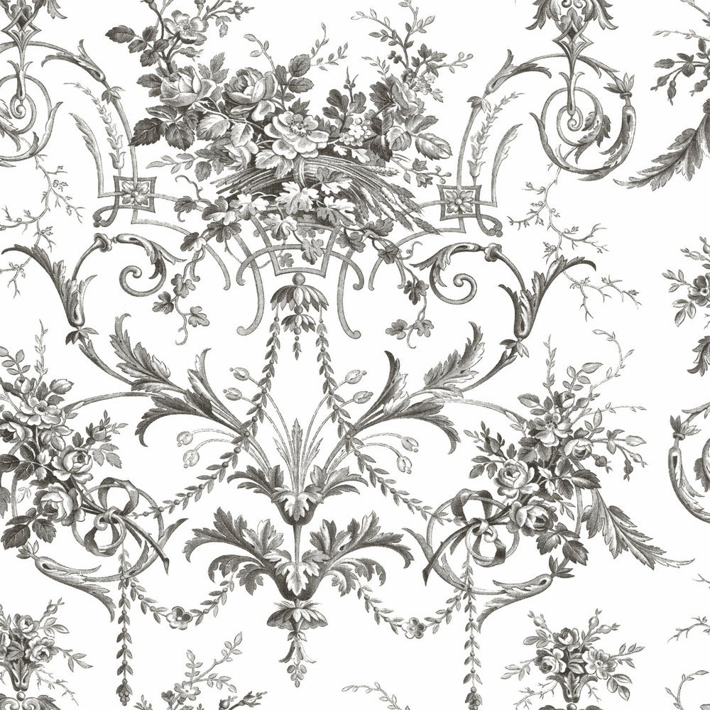 122768 - Tuileries Wallpaper - Charcoal Grey - Laura Ashley