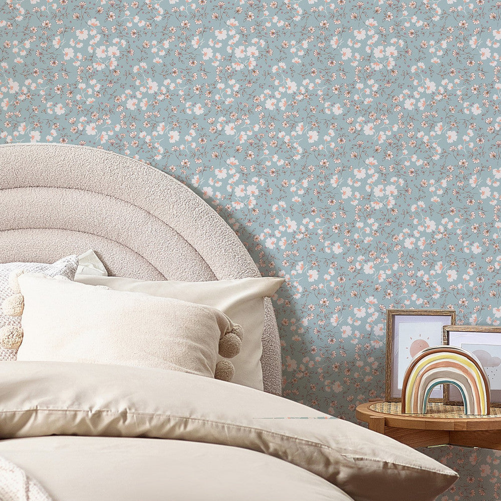 122883 - Calm Ditsy Floral Wallpaper - Duck Egg - Next
