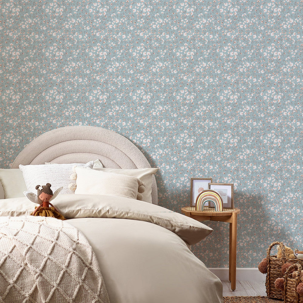 122883 - Calm Ditsy Floral Wallpaper - Duck Egg - Next