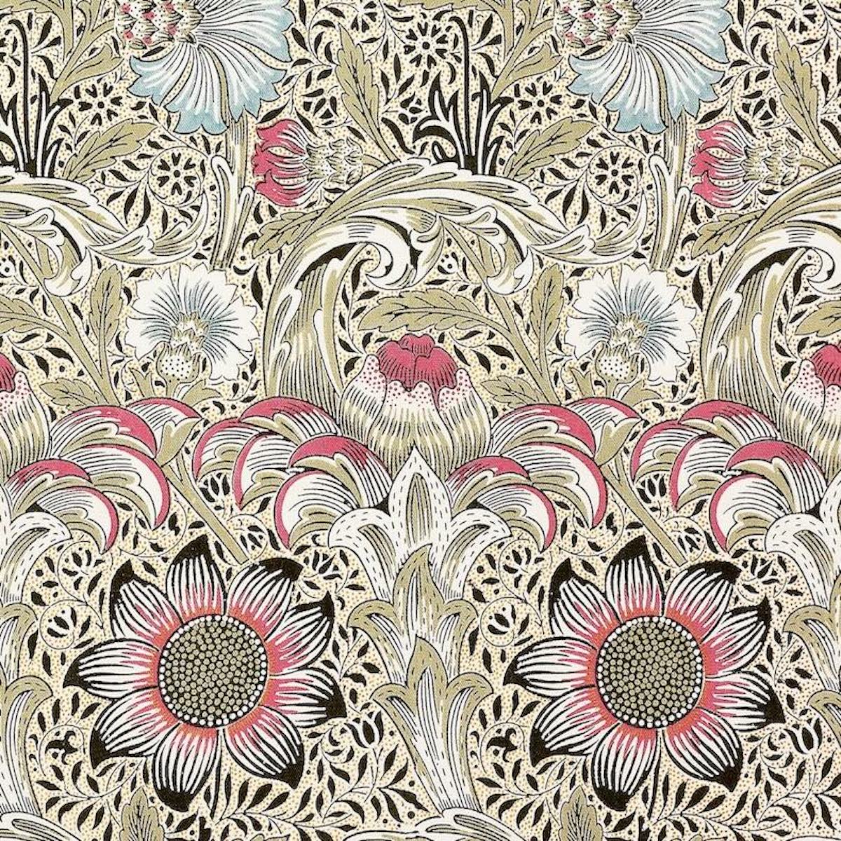 1230 - Corncockle Flower Wallpaper - Vibrant Pink - Morris Collections