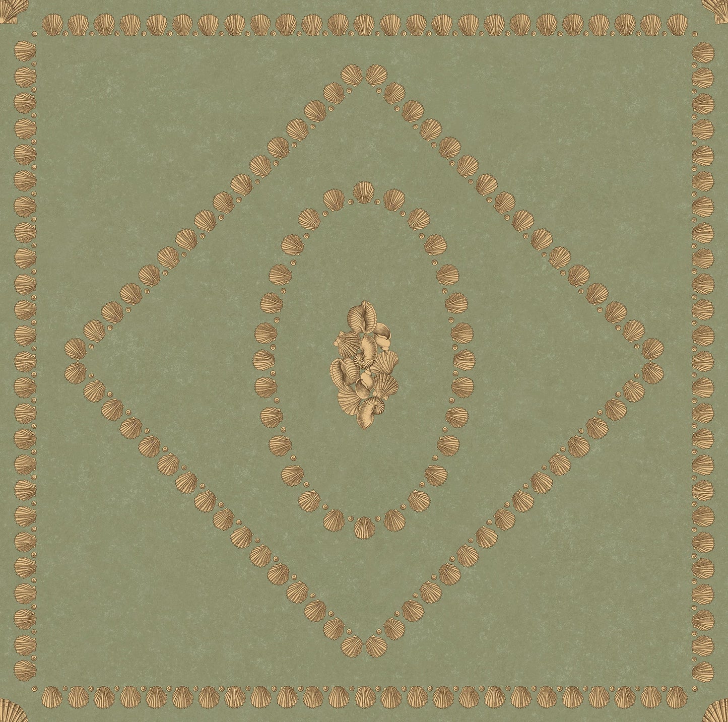 123/5026 - Conchiglie Wallpaper - Antique Gold on Ivy - Cole & Son