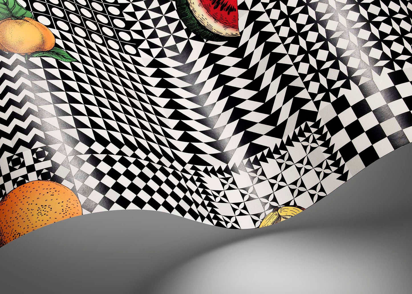 123/6027 - Frutta e Geometrico Wallpaper - Black, White & Multi - Cole & Son