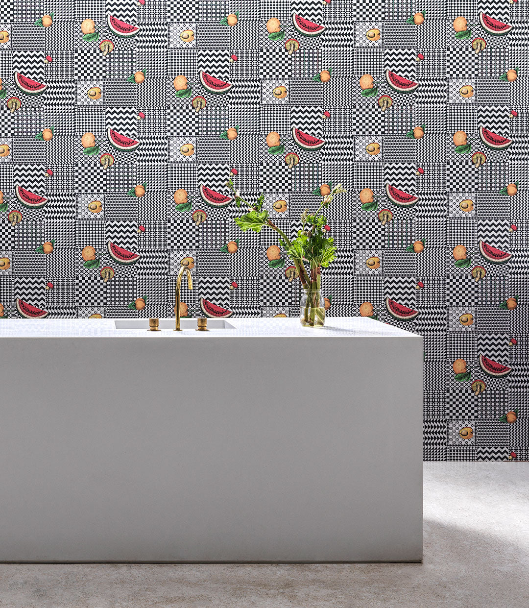 123/6027 - Frutta e Geometrico Wallpaper - Black, White & Multi - Cole & Son