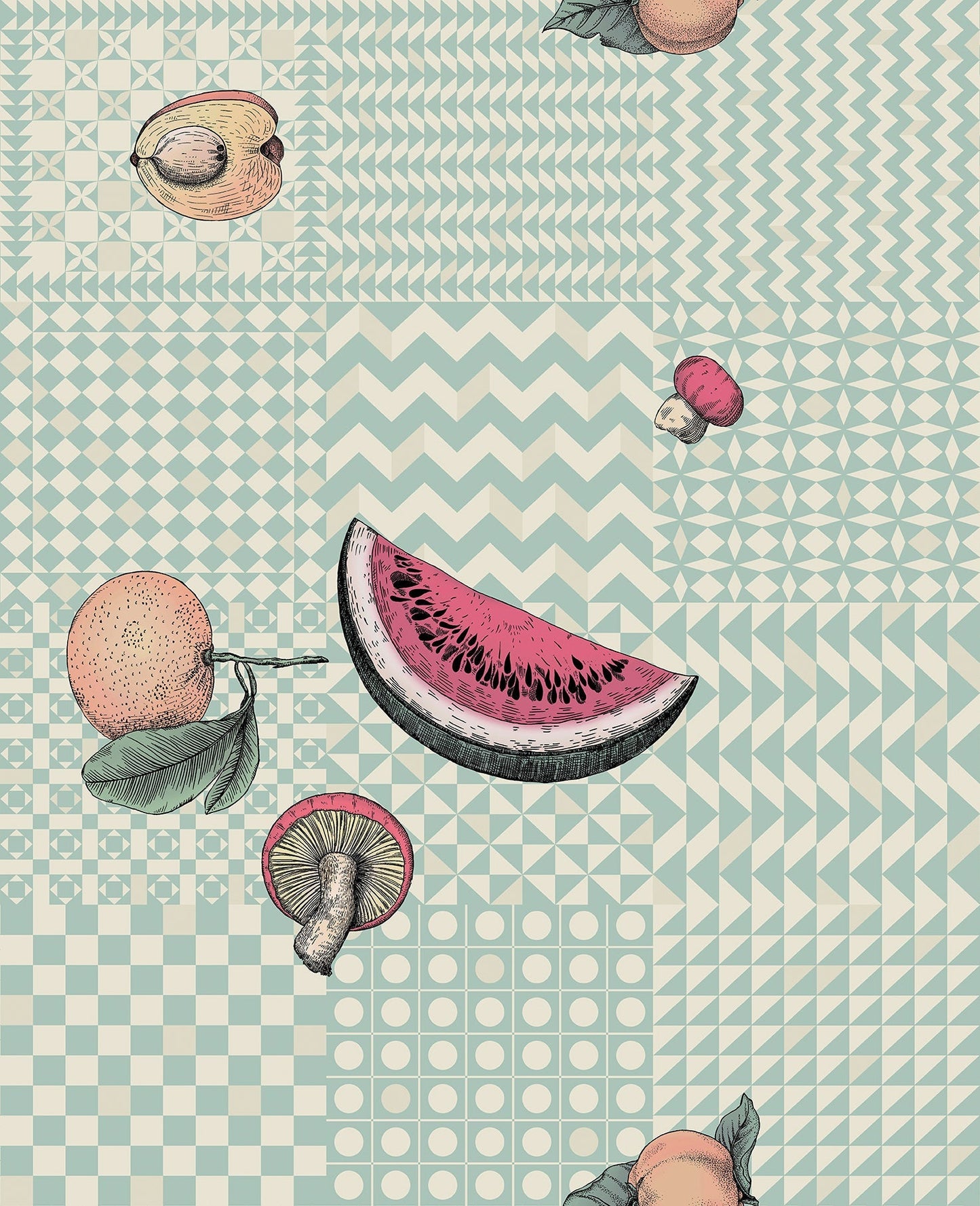 123/6029 - Frutta e Geometrico Wallpaper - Pastel - Cole & Son