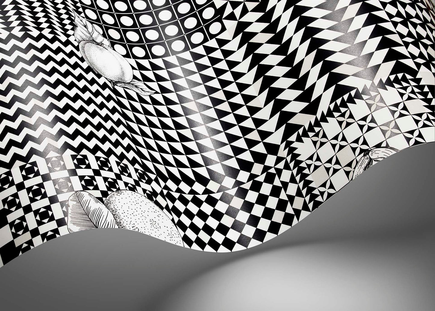 123/6030 - Frutta e Geometrico Wallpaper - Black & White - Cole & Son