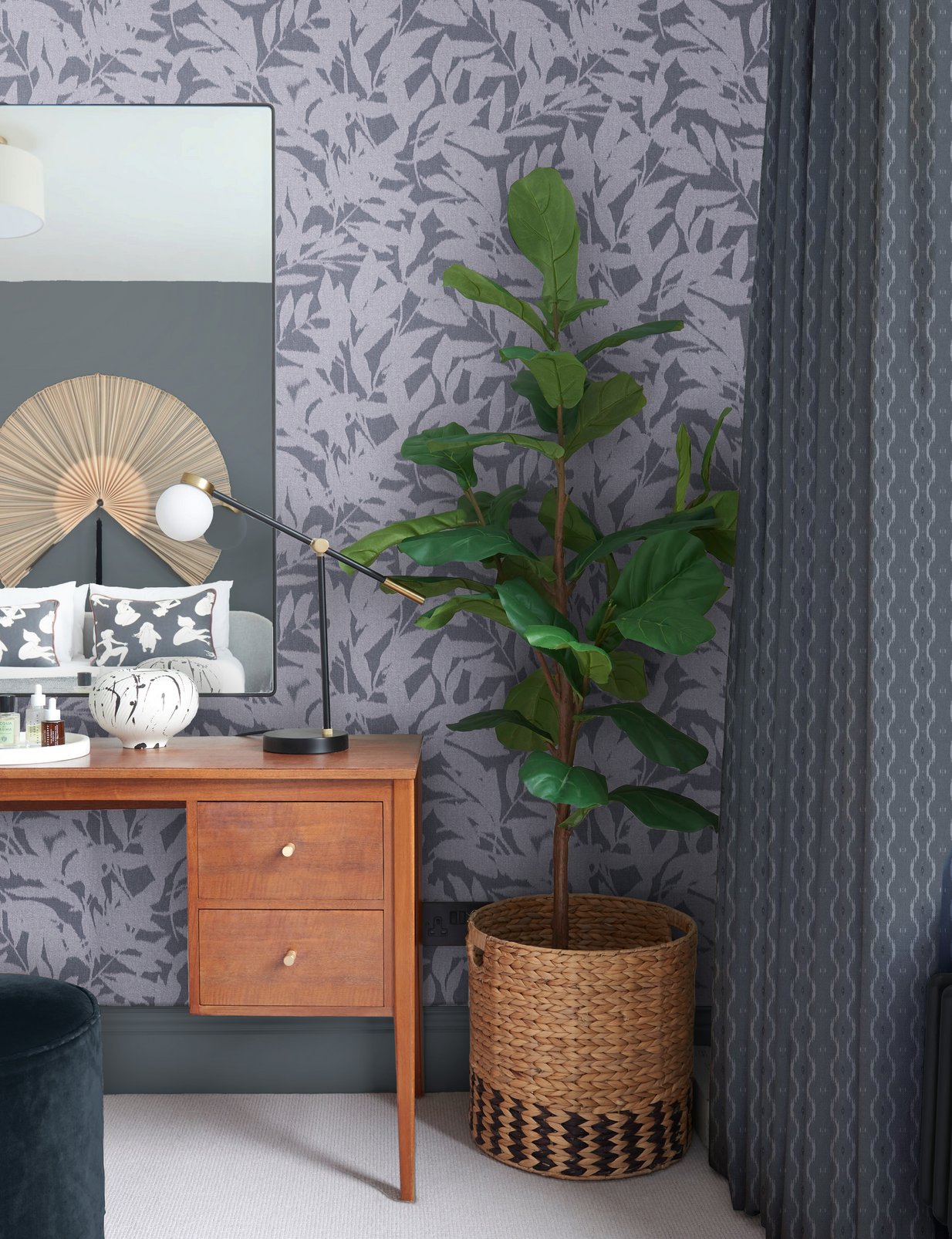 124146 - Shadow Play Wallpaper - Denim - Graham & Brown