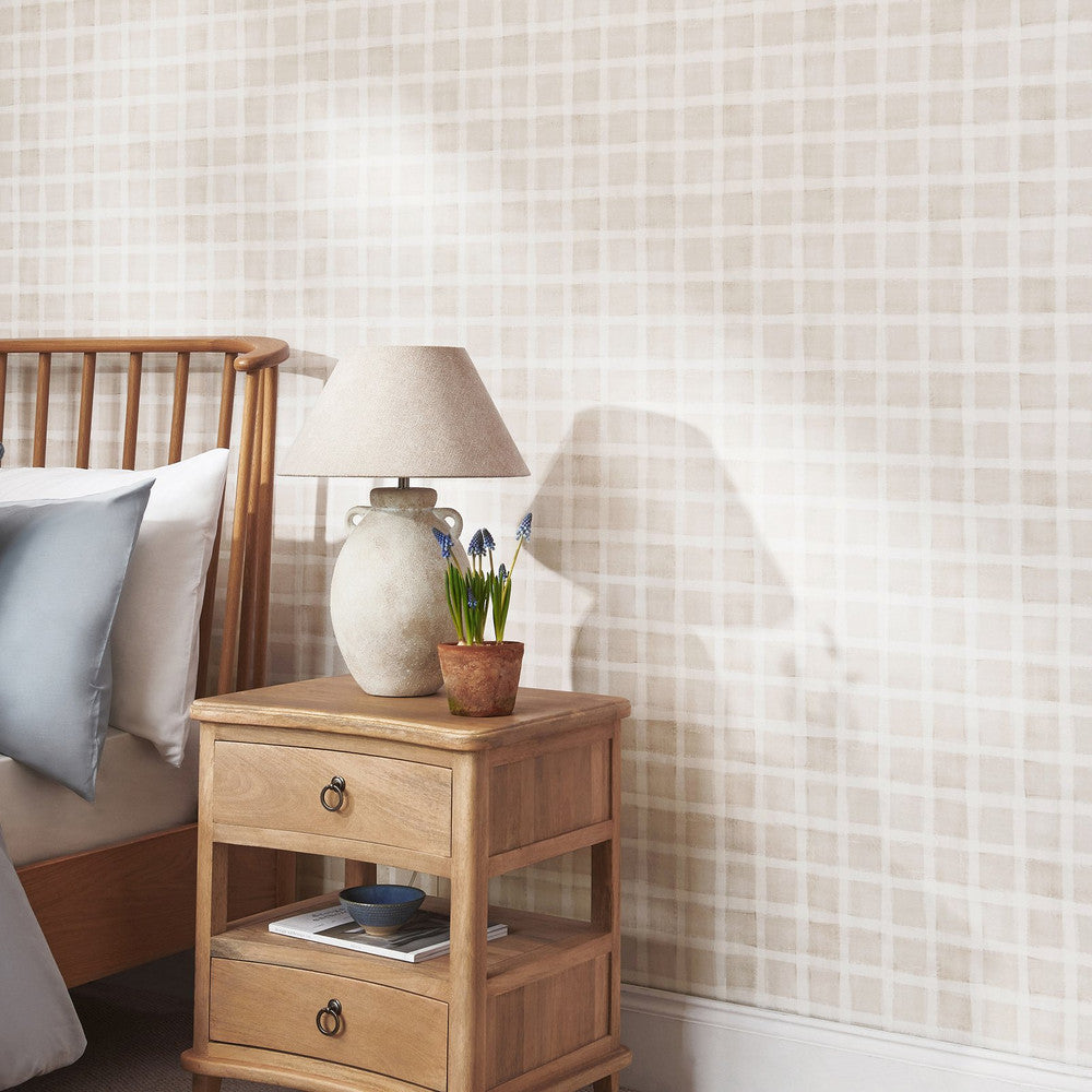 124904 - Gingham Wallpaper - Natural - Next